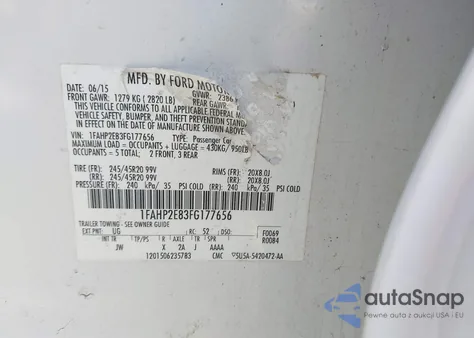 2015 Ford Taurus Sel from USA, damaged, VIN 1FAHP2E83FG177656